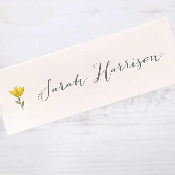 'Yellow Floral Watercolour' Place Card Sample