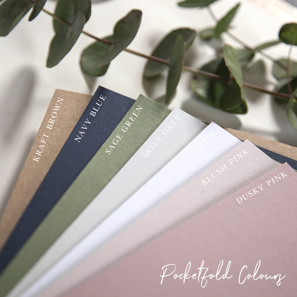 'Classic Eucalyptus' Pocketfold Wedding Invitation Sample