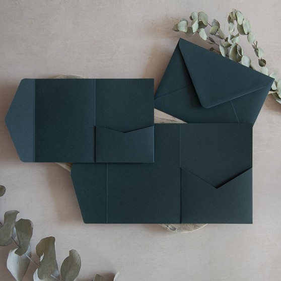 Mini A6 DIY Forest Green Pocketfold Envelopes