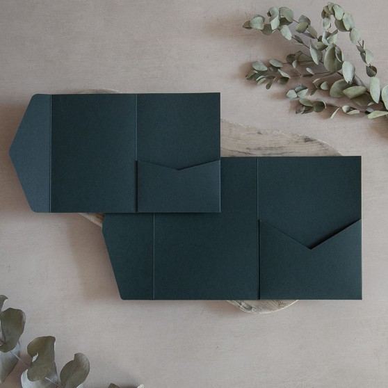 Mini A6 DIY Forest Green Pocketfold Envelopes