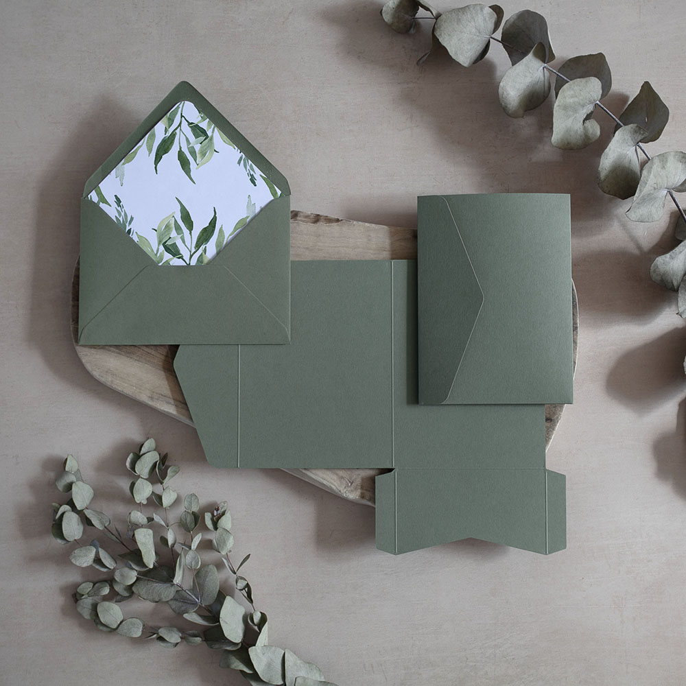 Mini A6 DIY Sage Green Pocketfold Envelopes