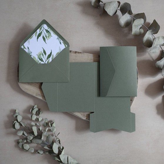 Mini A6 DIY Sage Green Pocketfold Envelopes