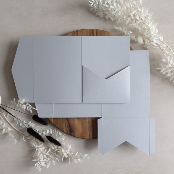 DIY 5x7" Pearly Silver Pocketfold Envelopes