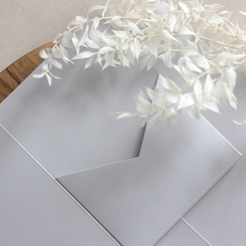DIY 5x7" Pearly Silver Pocketfold Envelopes