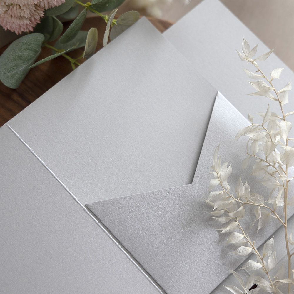 DIY 5x7" Pearly Silver Pocketfold Envelopes