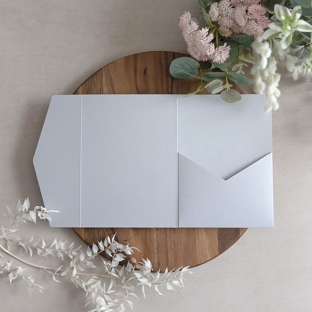DIY 5x7" Pearly Silver Pocketfold Envelopes