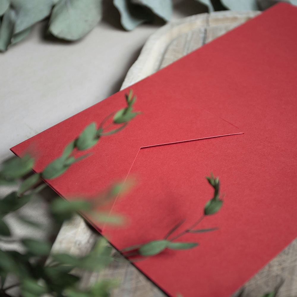 DIY 5x7" Red Pocketfold Envelopes