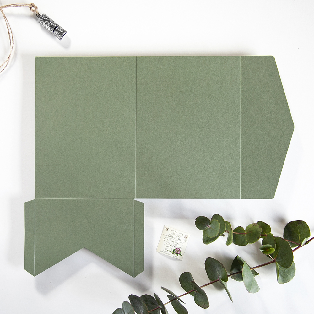 DIY 5x7" Sage Green Pocketfold Envelopes