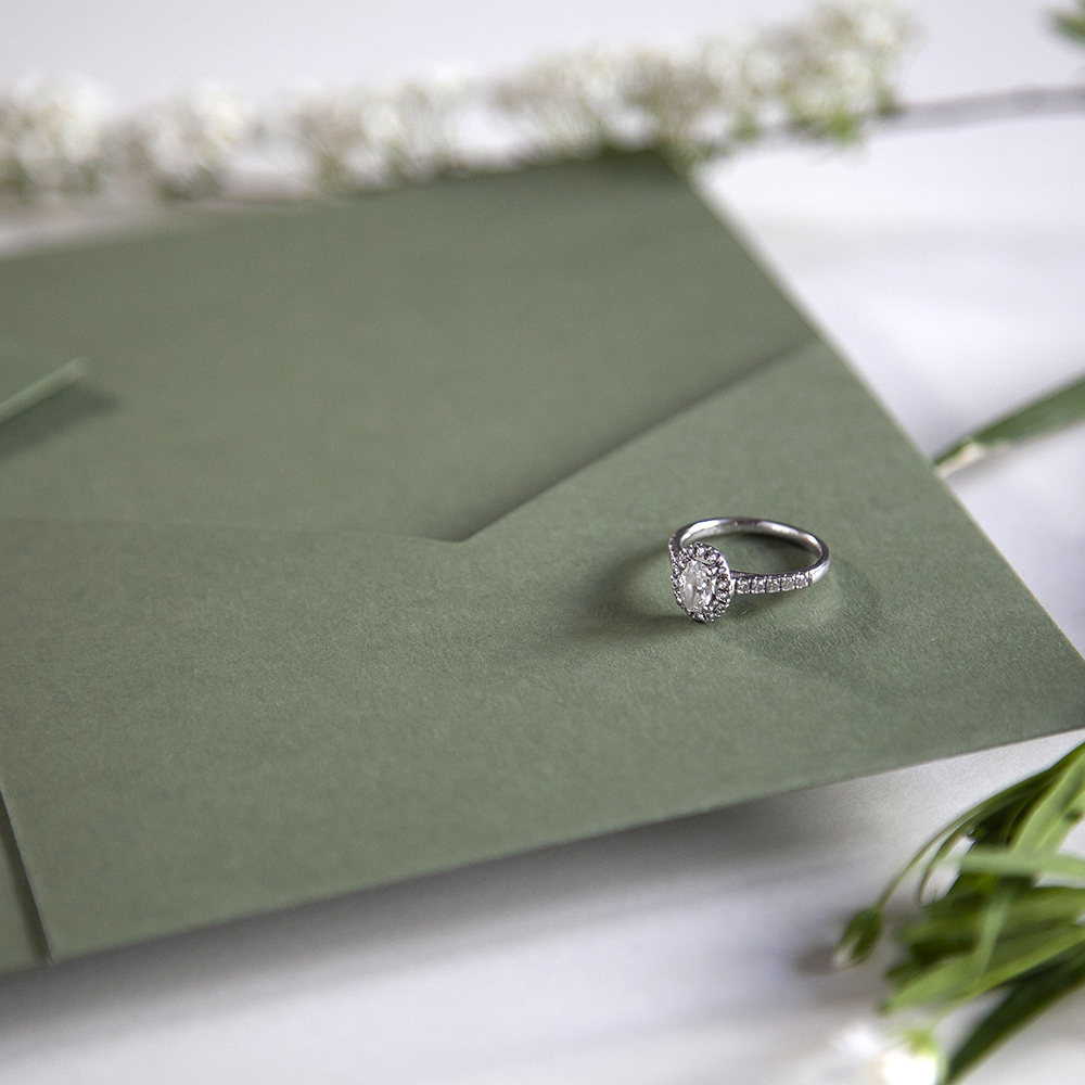 DIY 5x7" Sage Green Pocketfold Envelopes