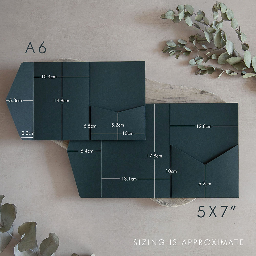 Mini A6 DIY Forest Green Pocketfold Envelopes