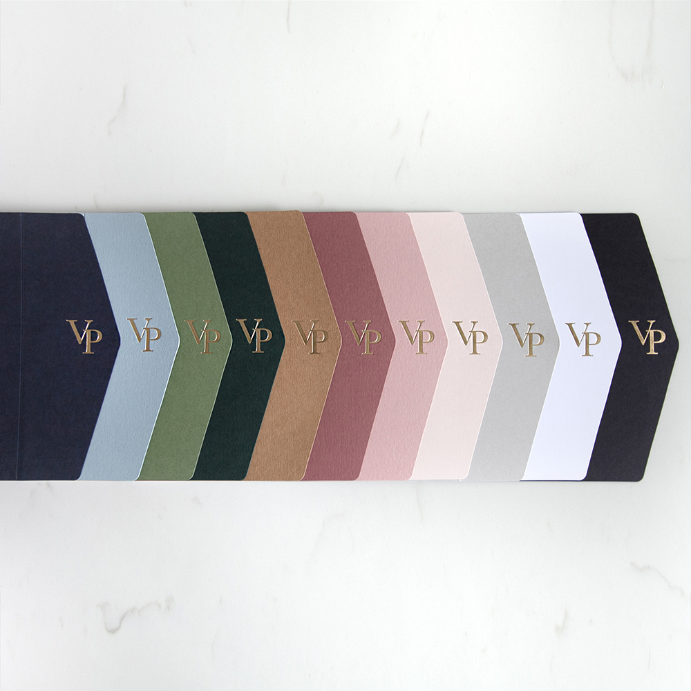 Foil Pressed DIY Forest Green Pocketfold Envelopes Letterpress Style