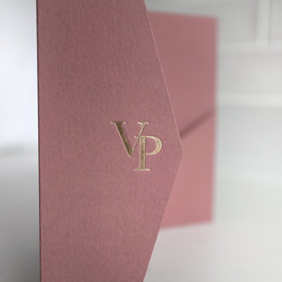 Foil Pressed DIY Antique Rose Pocketfold Envelopes Letterpress Style