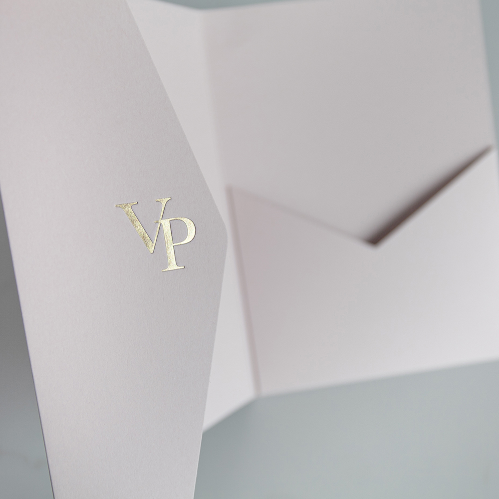 Foil Pressed DIY Blush Pink Pocketfold Envelopes Letterpress Style