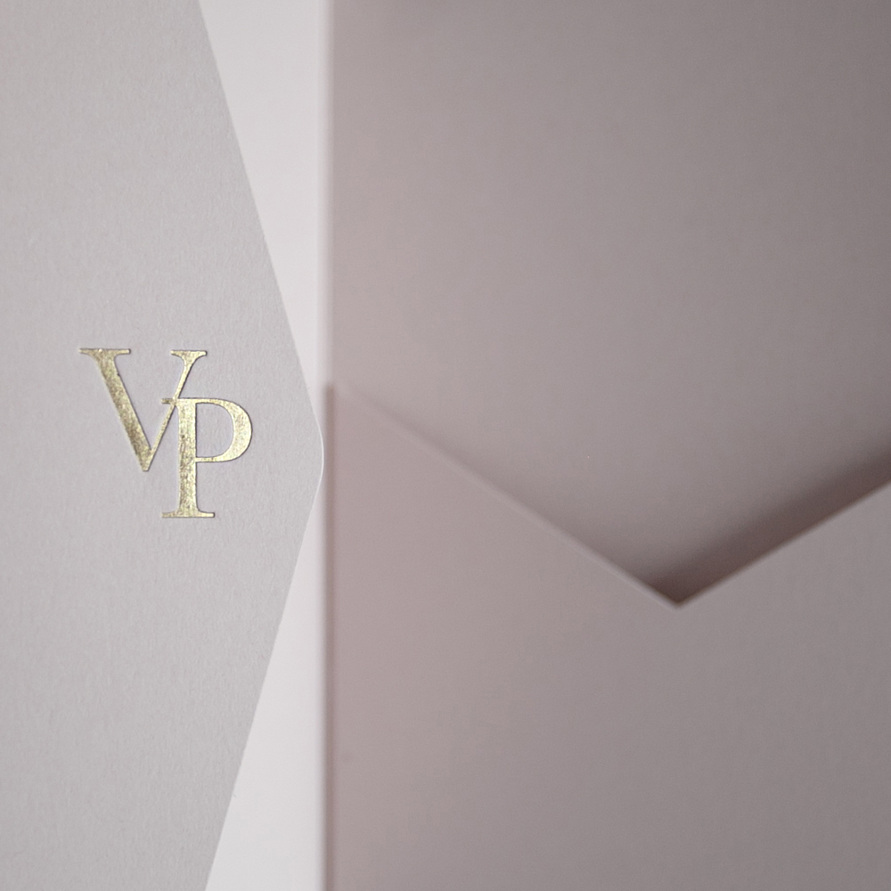 Foil Pressed DIY Blush Pink Pocketfold Envelopes Letterpress Style