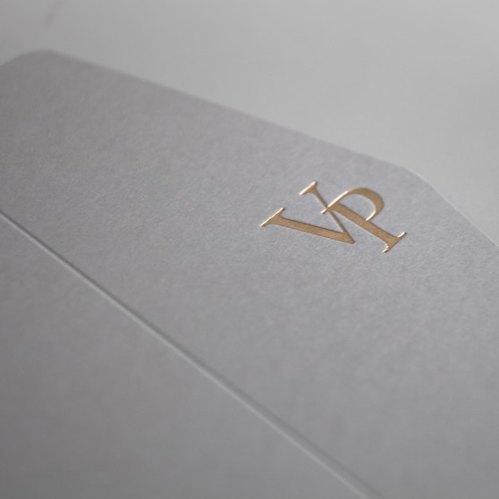 Foil Pressed DIY Dove Grey Pocketfold Envelopes Letterpress Style