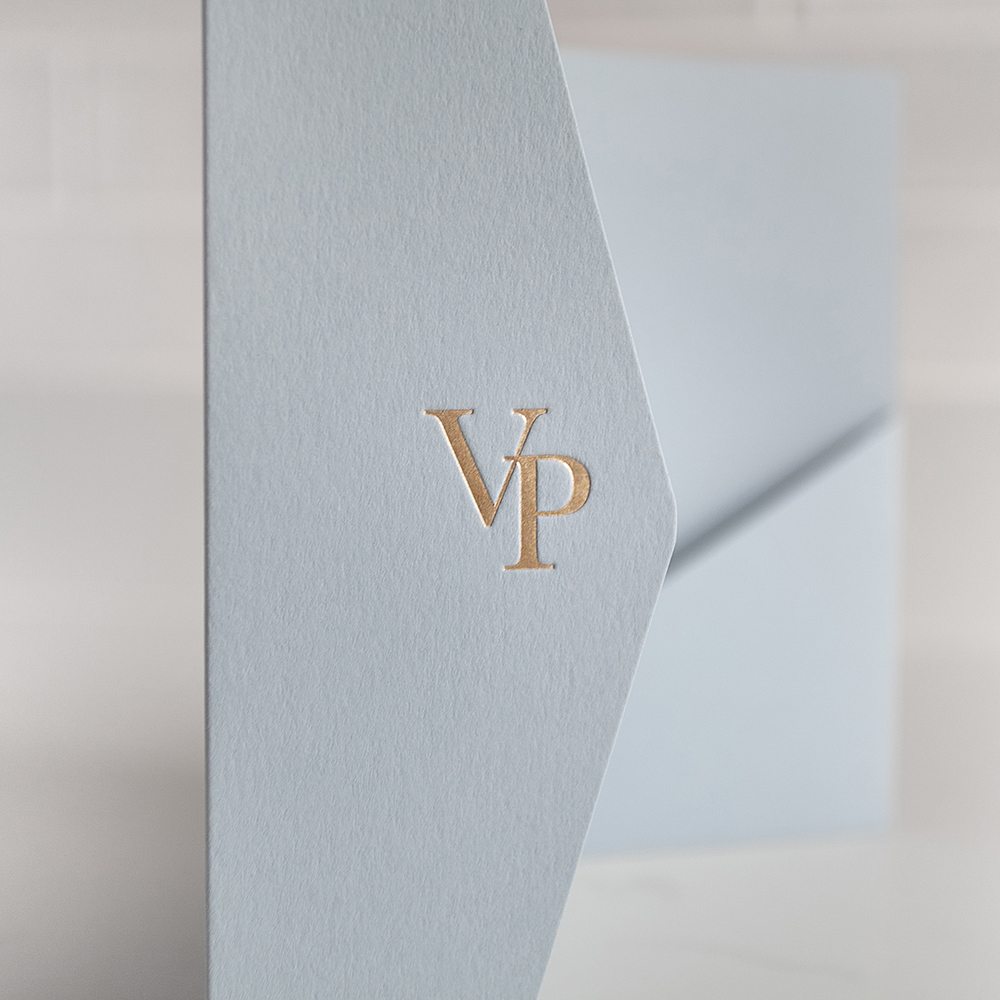 Foil Pressed DIY Duck Egg Blue Pocketfold Envelopes Letterpress Style