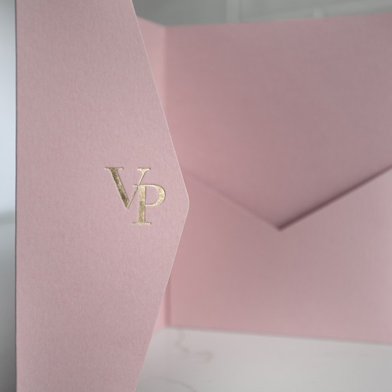 Foil Pressed DIY Dusky Pink Pocketfold Envelopes Letterpress Style