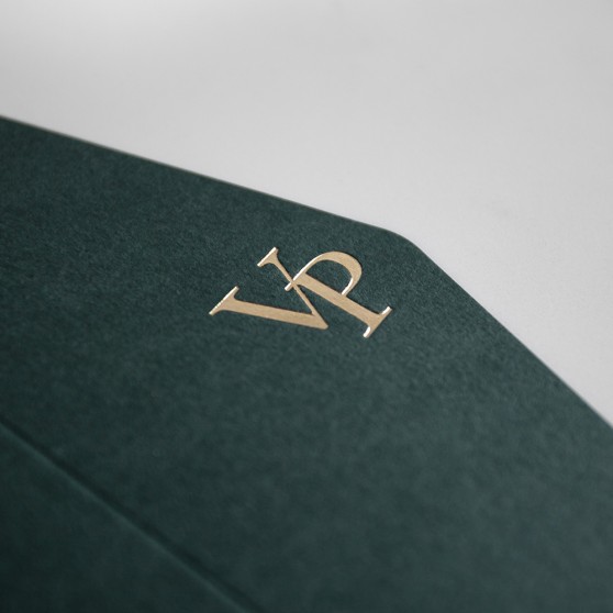 Foil Pressed DIY Forest Green Pocketfold Envelopes Letterpress Style