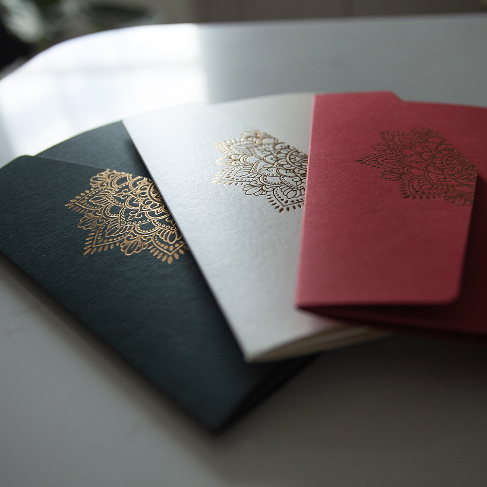 Foil Pressed DIY Pocketfold Envelopes Letterpress Style - Mandala MA01