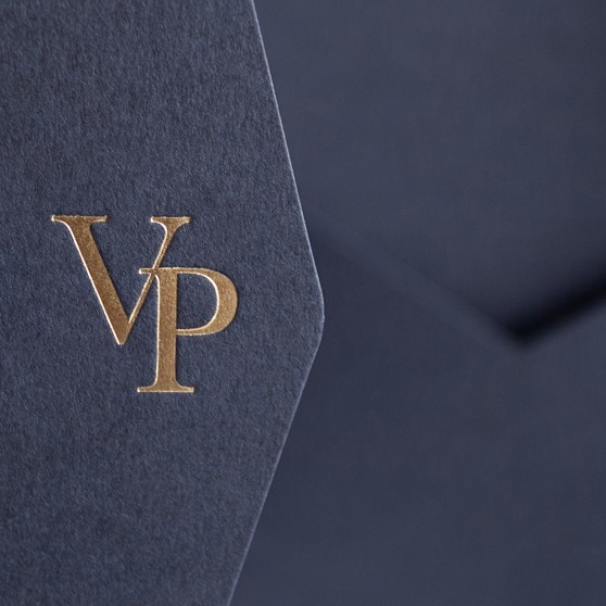 Foil Pressed DIY Navy Blue Pocketfold Envelopes Letterpress Style