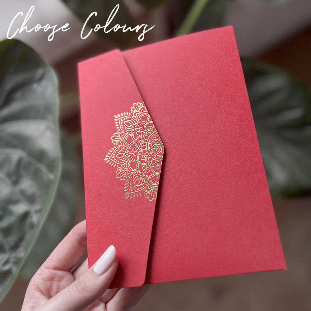 Foil Pressed DIY Pocketfold Envelopes Letterpress Style - Mandala MA01
