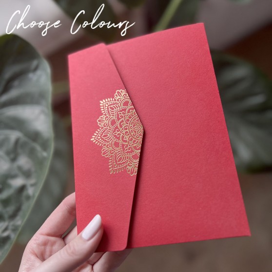 Foil Pressed DIY Pocketfold Envelopes Letterpress Style - Mandala MA01