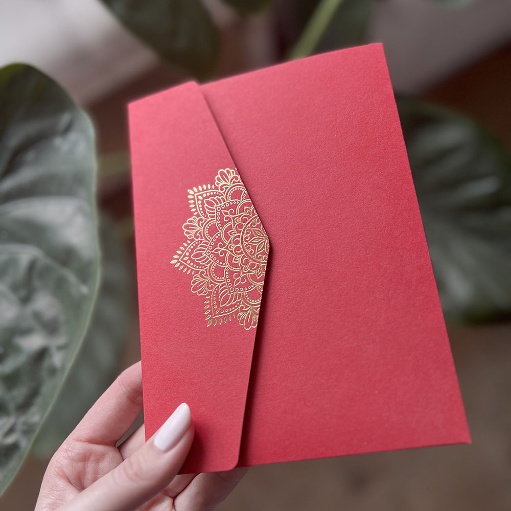 Foil Pressed DIY Pocketfold Envelopes Letterpress Style - Mandala MA01