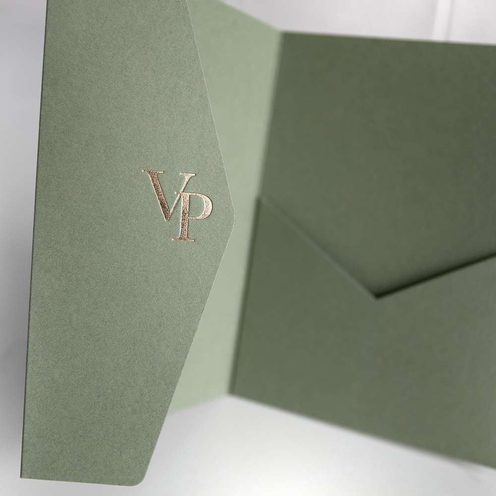 Sample Foil Pressed DIY Pocketfold Envelopes Letterpress Style
