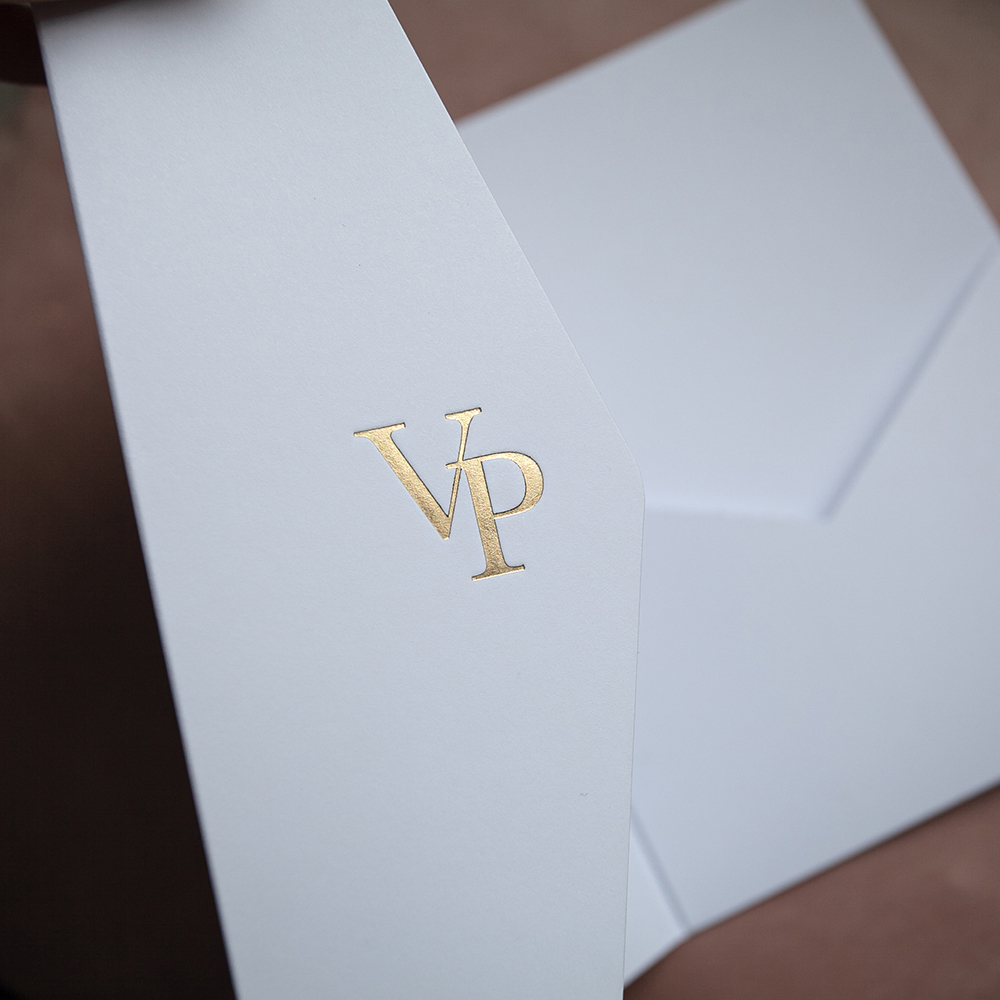 Foil Pressed DIY White Pocketfold Envelopes Letterpress Style