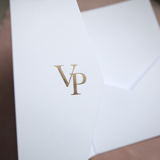 Foil Pressed DIY White Pocketfold Envelopes Letterpress Style