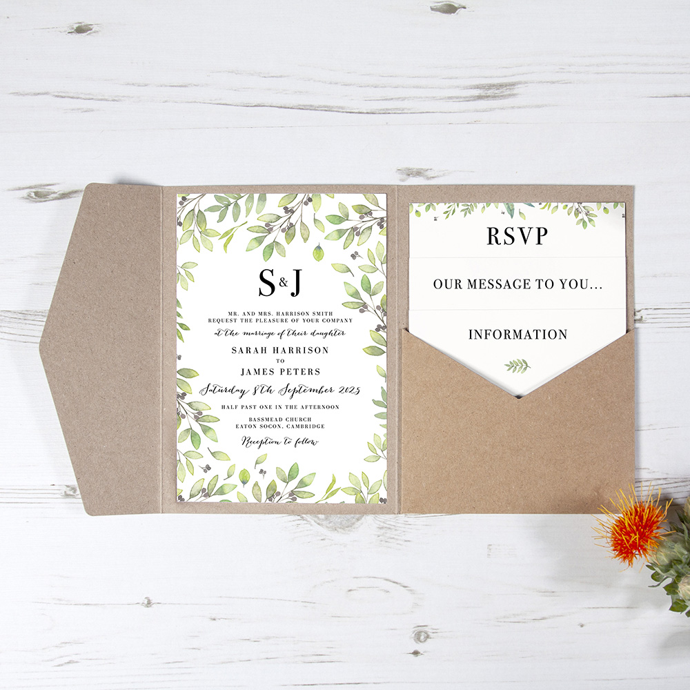 'Arabella' Pocketfold Wedding Invitation Sample