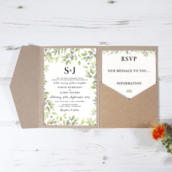 'Arabella' Pocketfold Wedding Invitation Sample