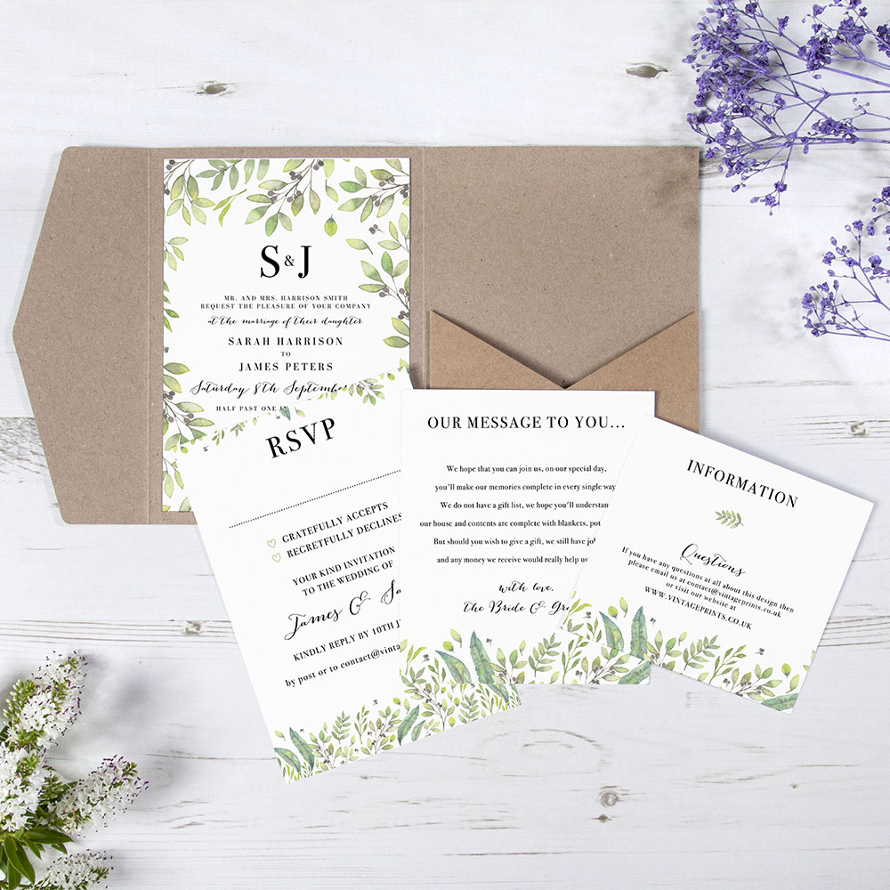 'Arabella' Pocketfold Wedding Invitation