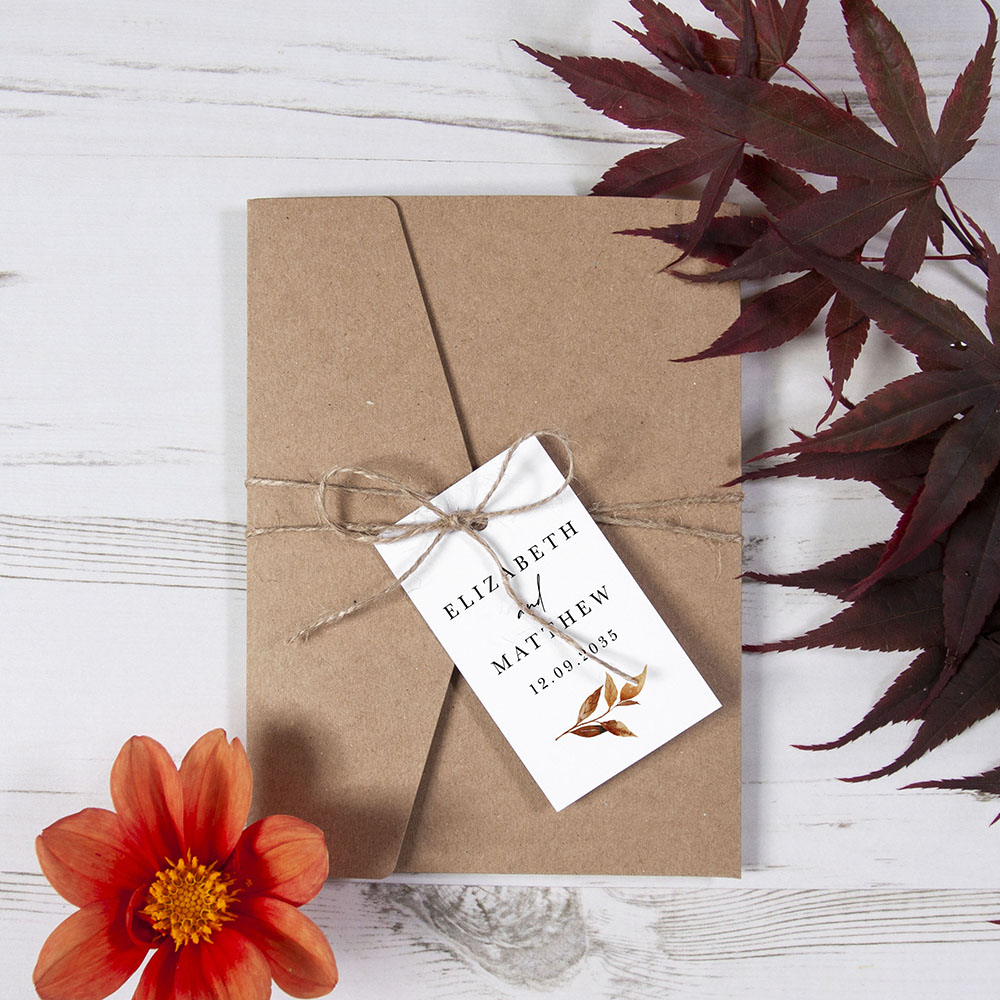 'Autumn Garden AG10' Pocketfold Wedding Invitation