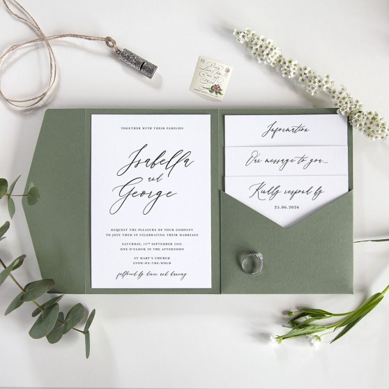 'Calligraphy 4' Pocketfold Wedding Invitation Sample