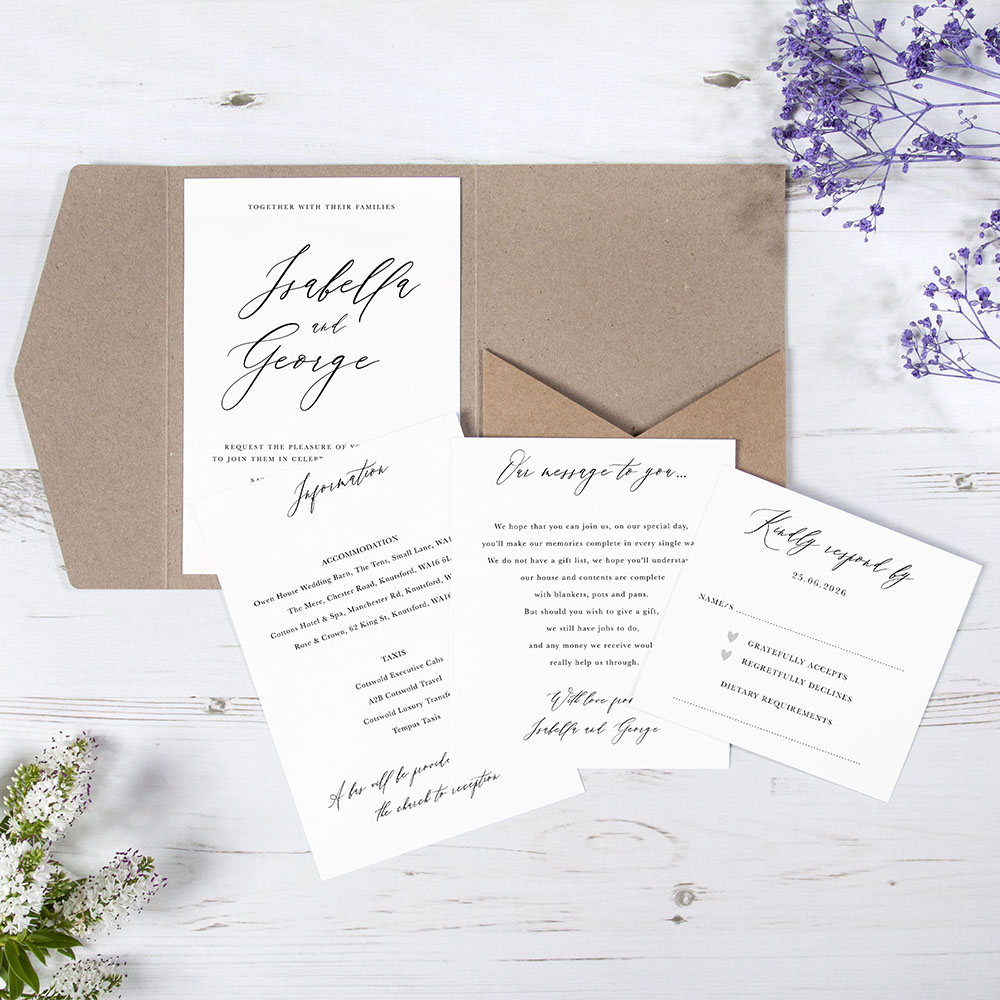 'Calligraphy 4' Pocketfold Wedding Invitation