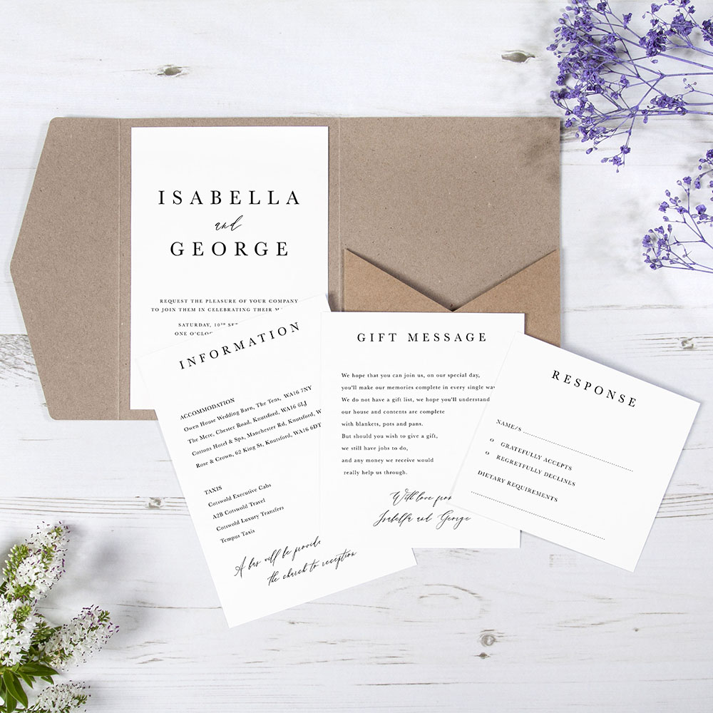 'Calligraphy 7' Pocketfold Wedding Invitation Sample