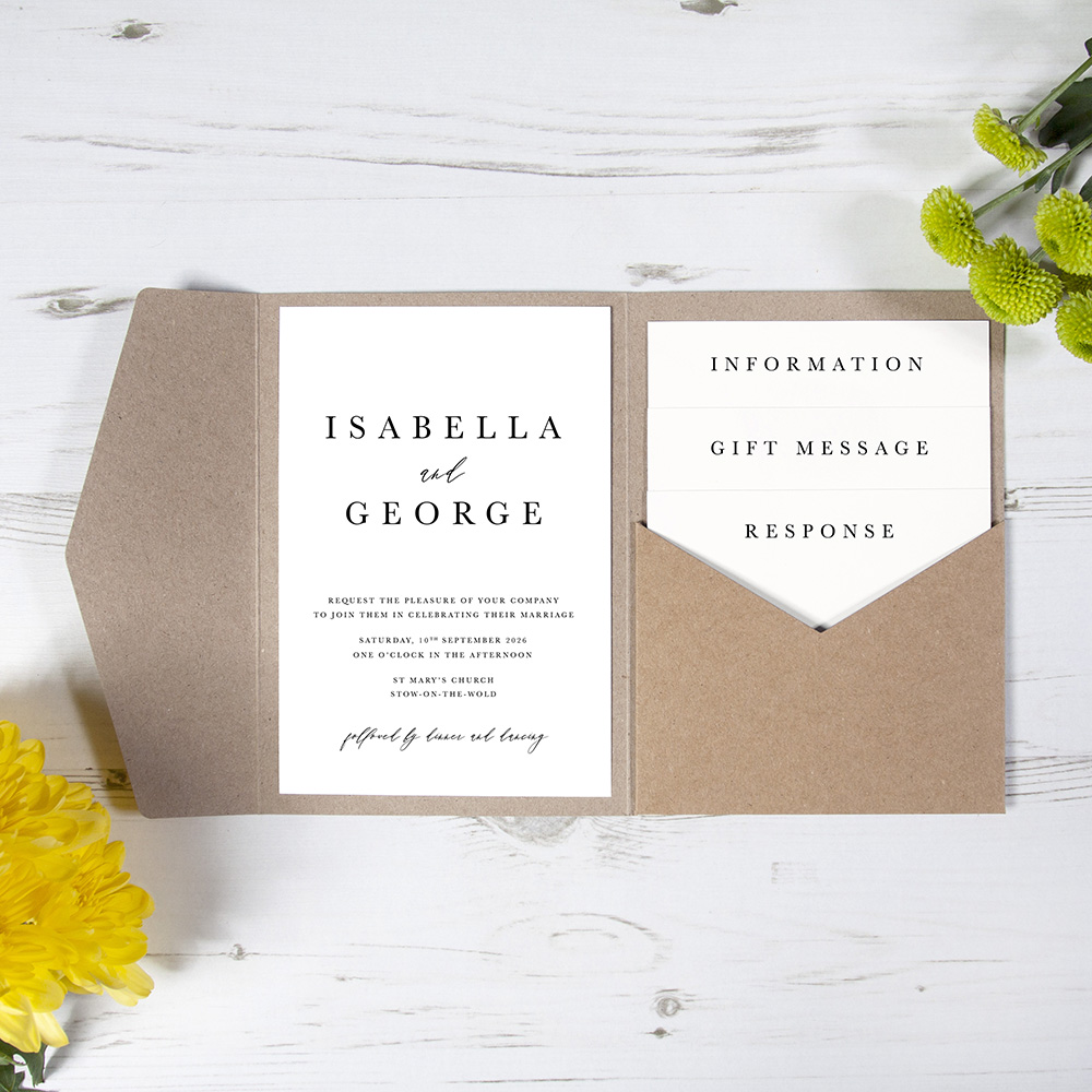 'Calligraphy 7' Pocketfold Wedding Invitation Sample