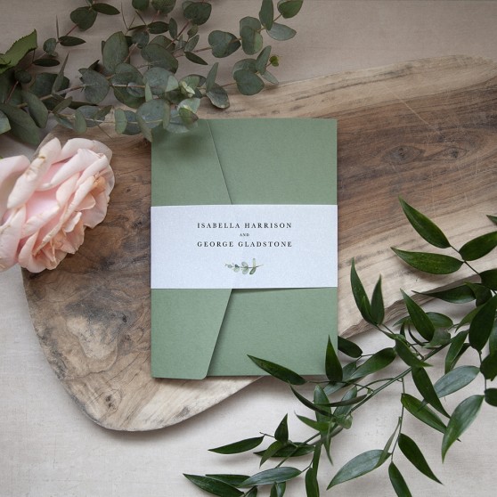 'Campagna Eucalyptus' Pocketfold Wedding Invitation