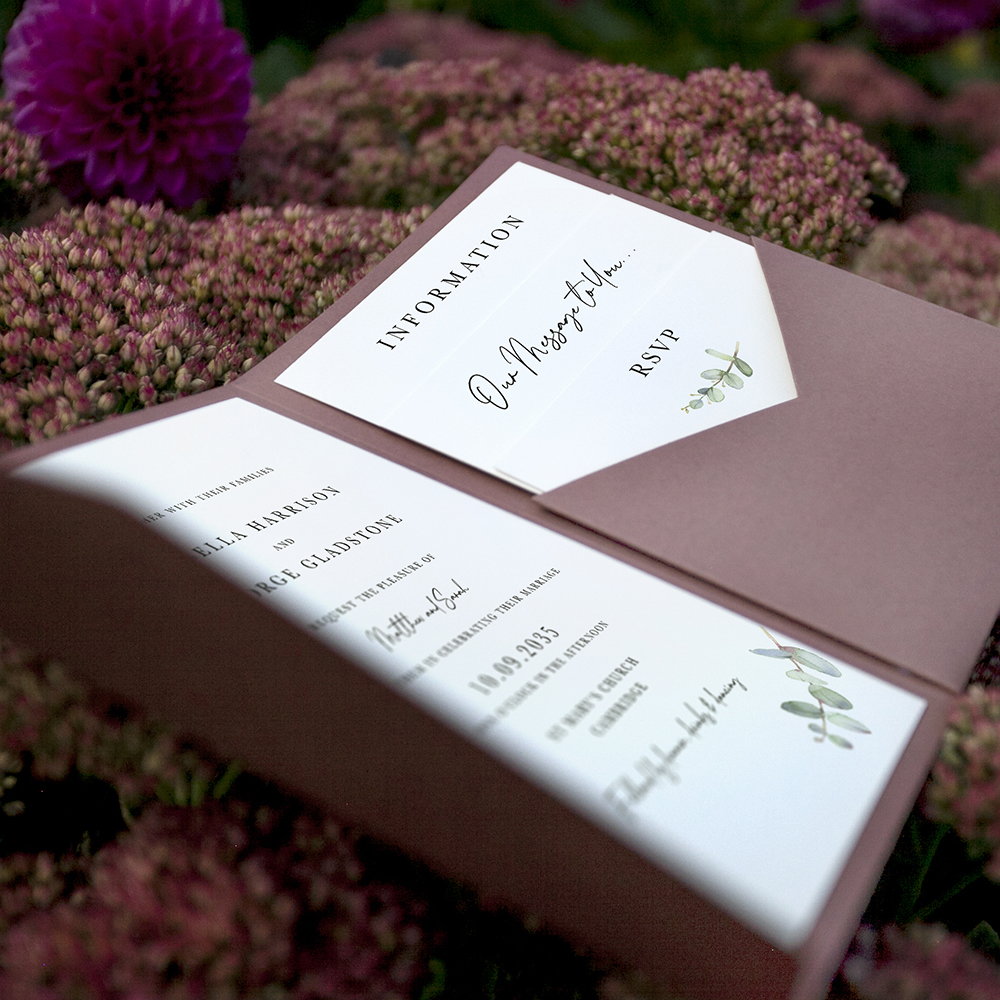 'Campagna Eucalyptus' Pocketfold Wedding Invitation