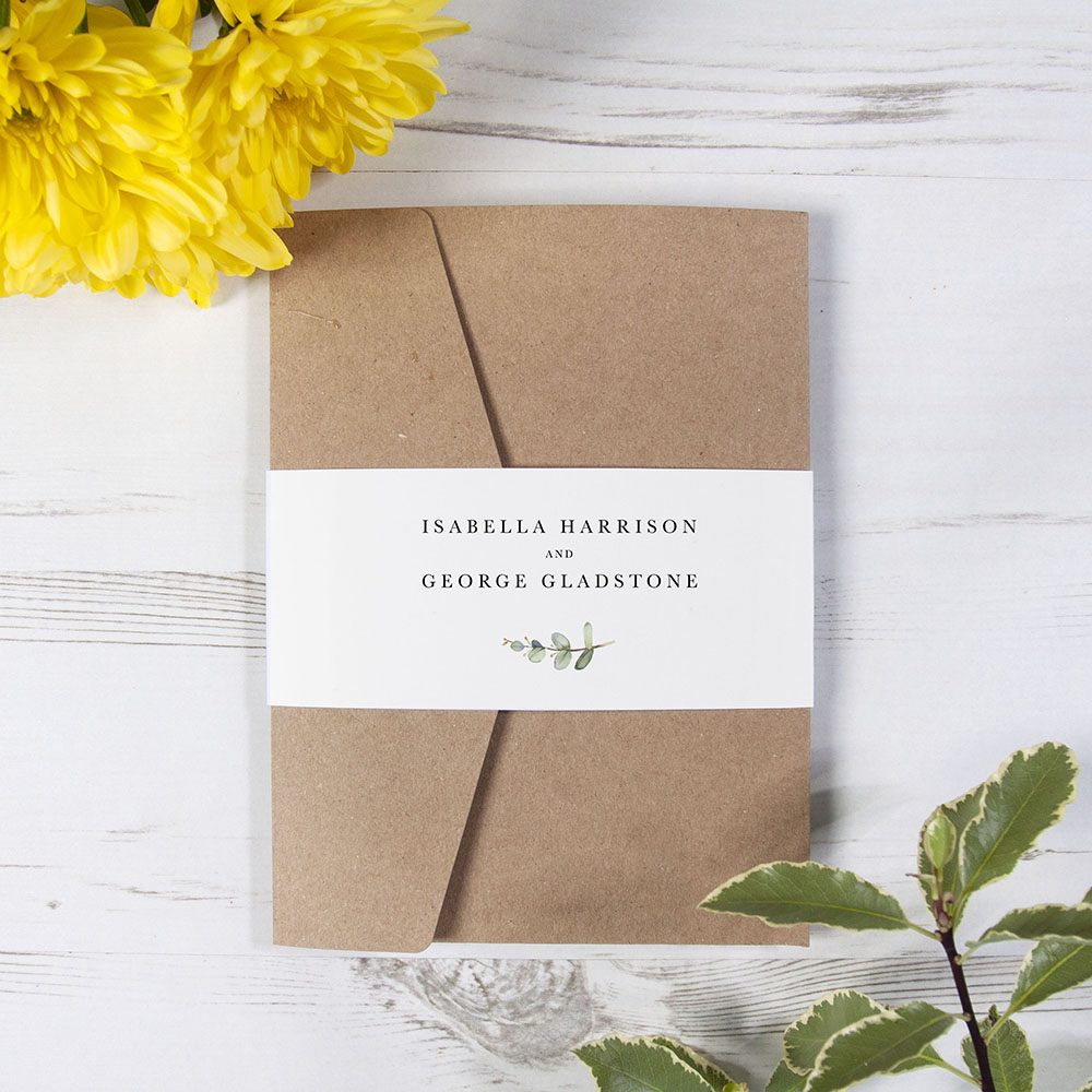 'Campagna Eucalyptus' Pocketfold Wedding Invitation Sample