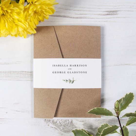 'Campagna Eucalyptus' Pocketfold Wedding Invitation Sample