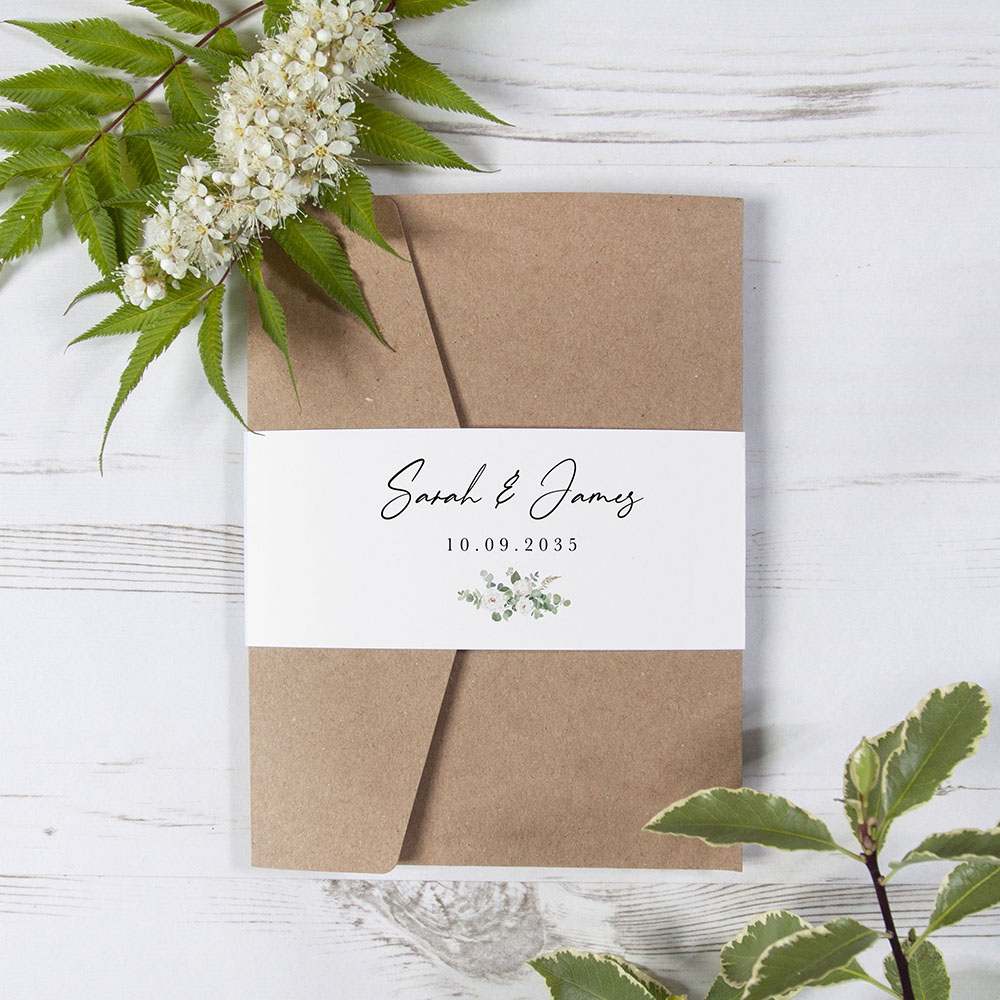 'Classic Eucalyptus CE18' Pocketfold Wedding Invitation