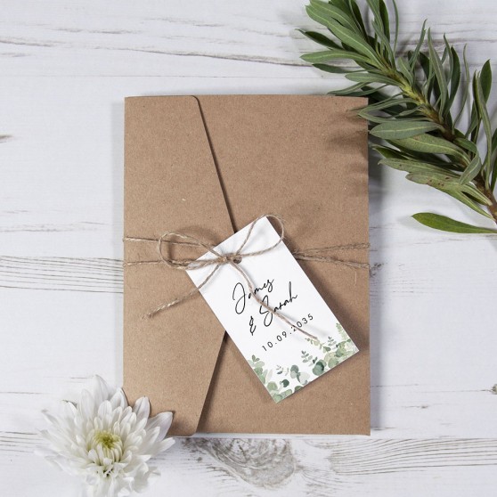 'Classic Eucalyptus' Pocketfold Wedding Invitation