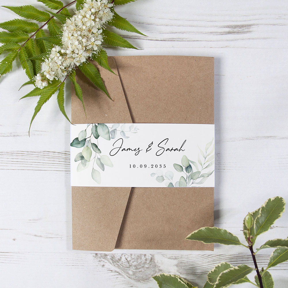 'Dreamy Eucalyptus' Pocketfold Wedding Invitation Sample