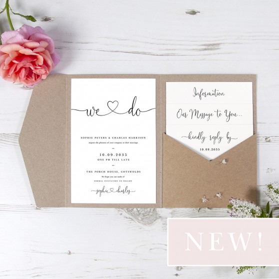 'Edward' Pocketfold Wedding Invitation Sample