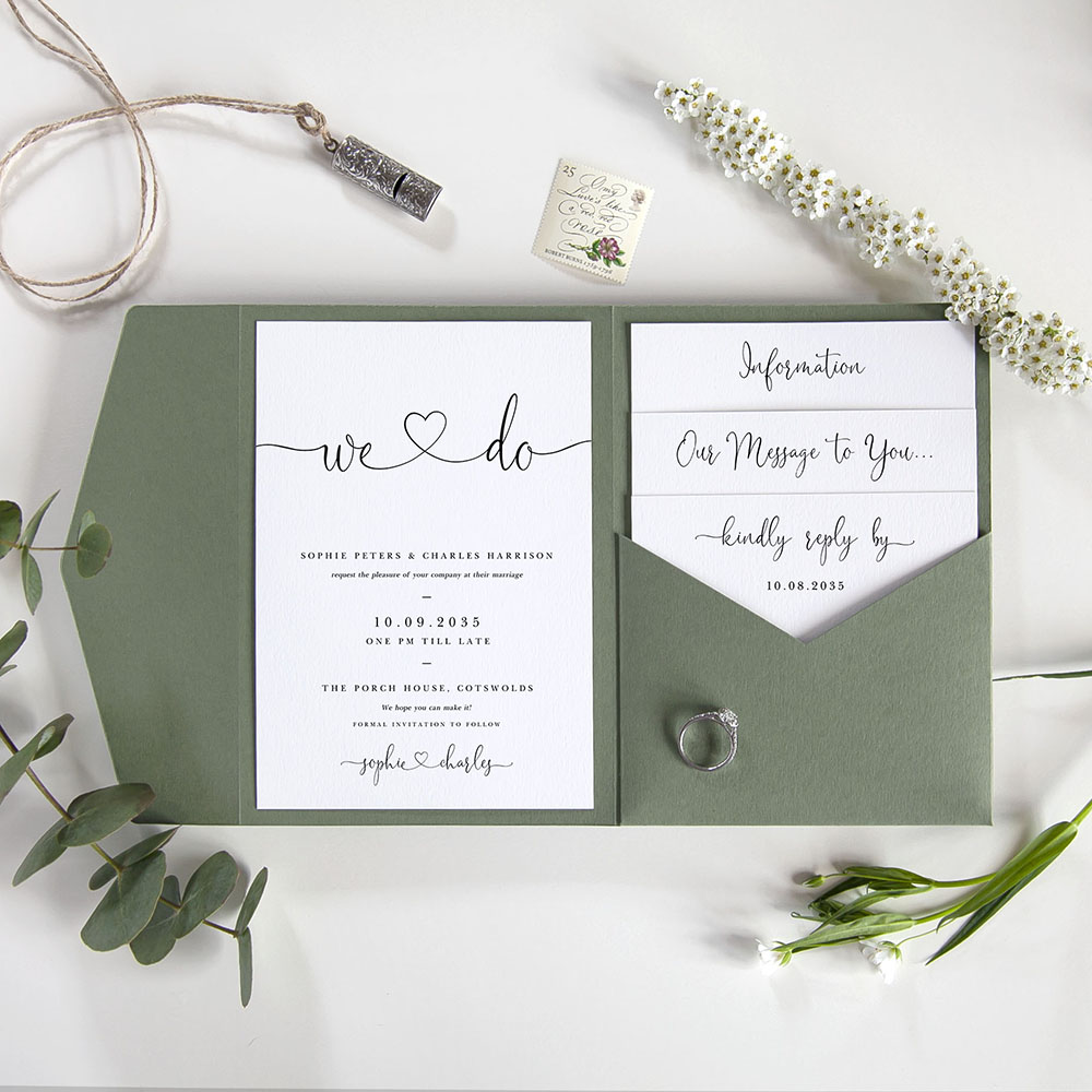 'Edward' Pocketfold Wedding Invitation Sample