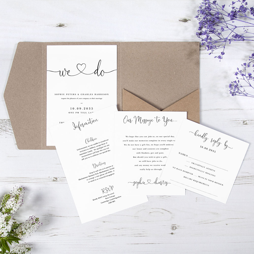'Edward' Pocketfold Wedding Invitation Sample
