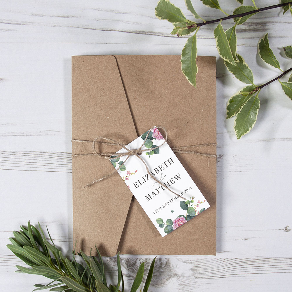 'Eucalyptus Blush' Pocketfold Wedding Invitation