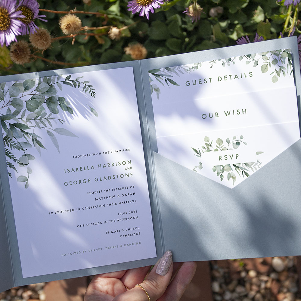 'Enchanting Eucalyptus' Pocketfold Wedding Invitation